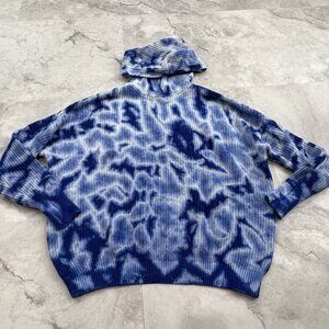 Derek Heart Womens Sweater Hoodie Blue Tie Dye Knit Pullover Size XL Xlarge